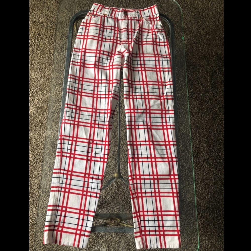 Vintage Red Plaid Jeans